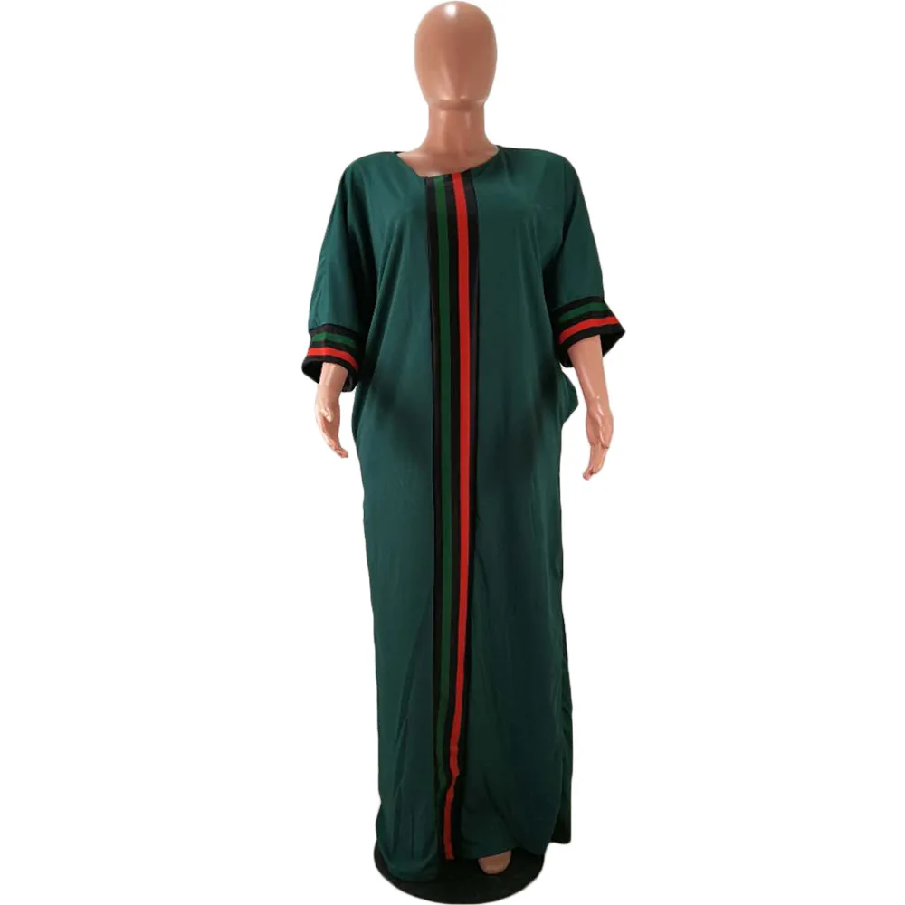 

Casual Plus Size Loose Long Dress African Women Clothes Fashion Striped Print Long Street Maxi Dress for Women