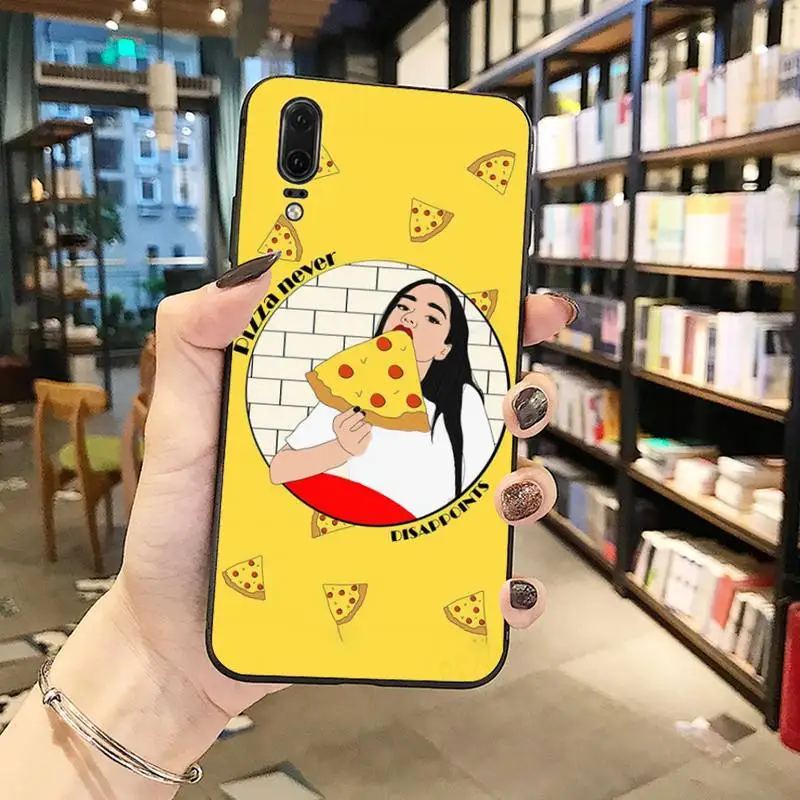 

ins pizza girl Phone Case For Huawei Y5 Y6 II Y7 Y9 PRIME 2018 2019 NOVA3E P20 PRO P10 Honor 10