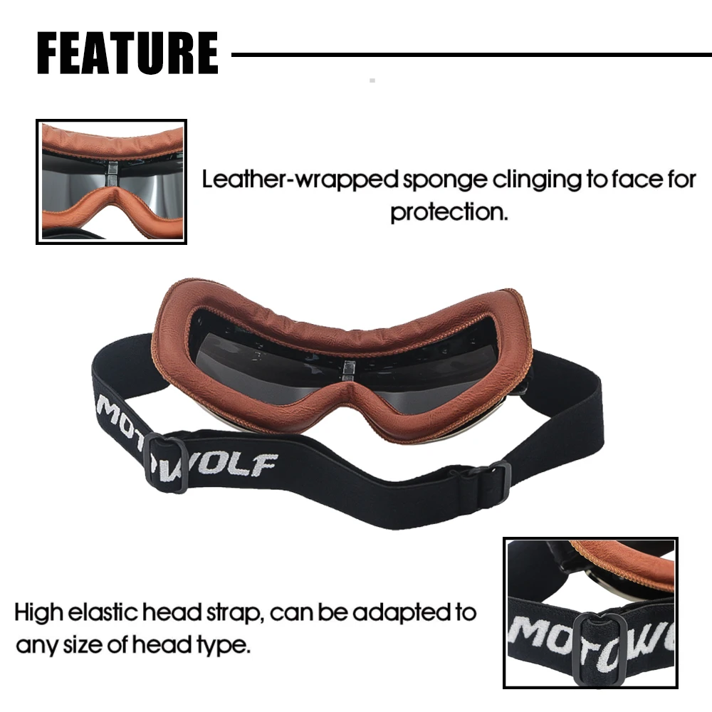 Мотоциклетные ветрозащитные очки кожаные для езды на мотоцикле и велосипеде |