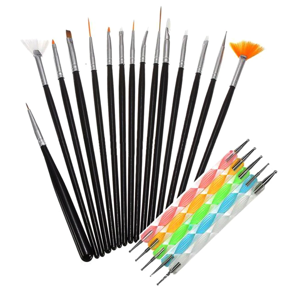 20 шт. Профессиональный лак для рисования ногтей Кисть макияжа Набор инструментов