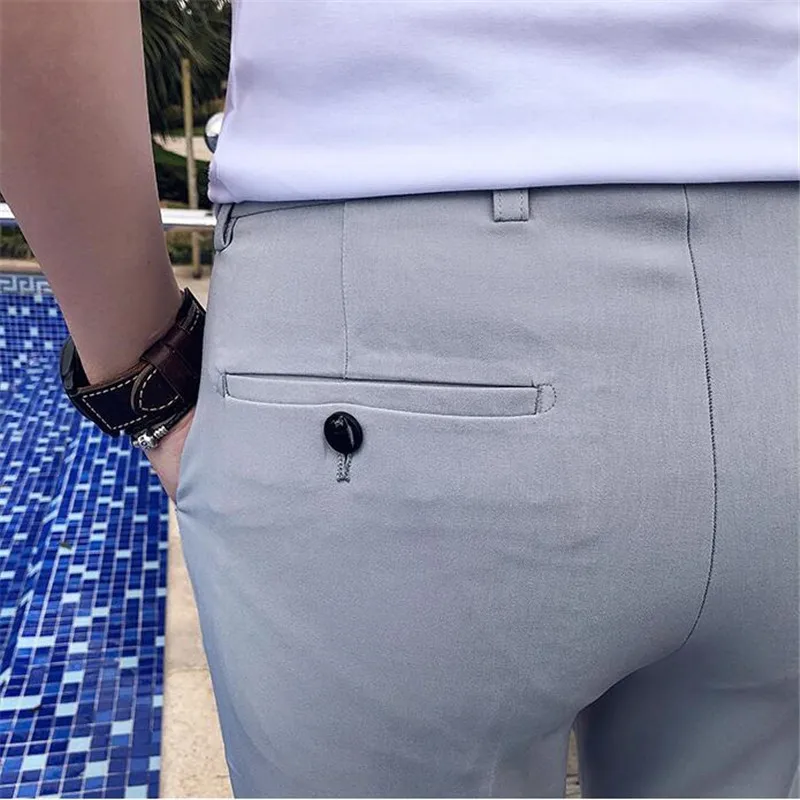 

New Spring Summer New Men Suit Pants Fashion Boutique Solid Color Men's Social Trousers Pantalon Men's Slim Dress Trousers Mens