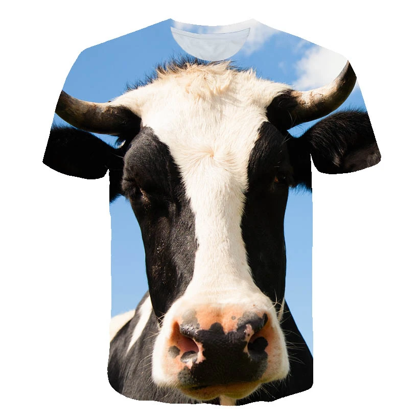 

3D Printed T-Shirts Kids 2021 Summer Fashion New Short Sleeve O-Neck Animal Cows Cute Pattern Pullover Tops Children's T-Shirts
