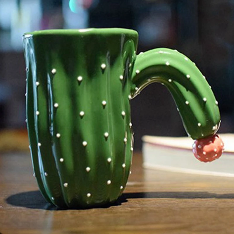 Новые кружки с зеленым кактусом кофейные 14 унций креативные для подарка на день