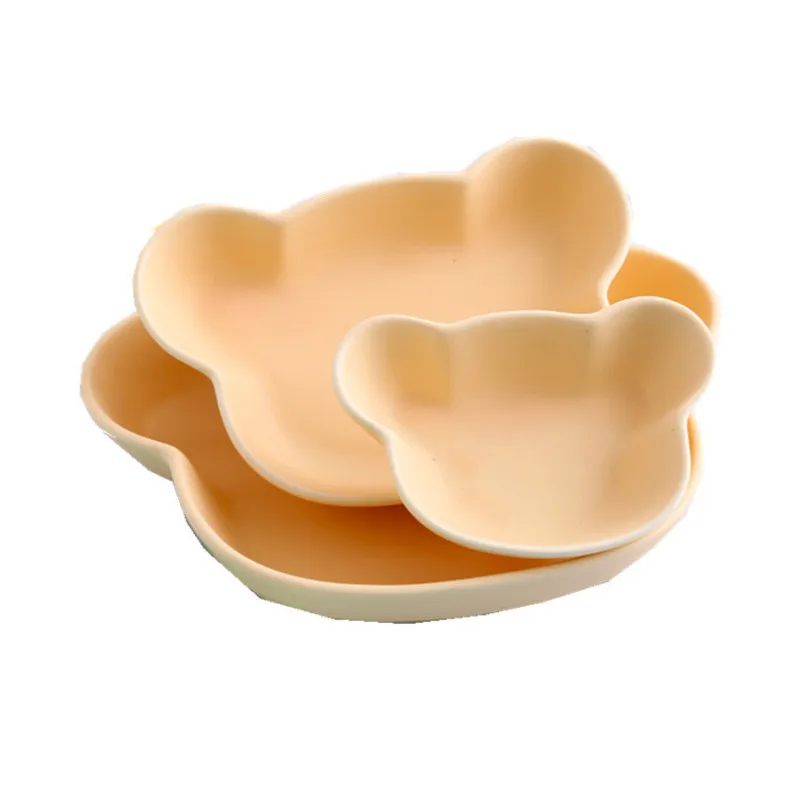 Керамическая обеденная тарелка в скандинавском стиле форме медведя цельная