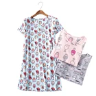 Размера плюс Летняя женская ночная рубашка с коротким рукавом, милые Мультяшные ночные рубашки, милая Повседневная Пижама, женская пижама