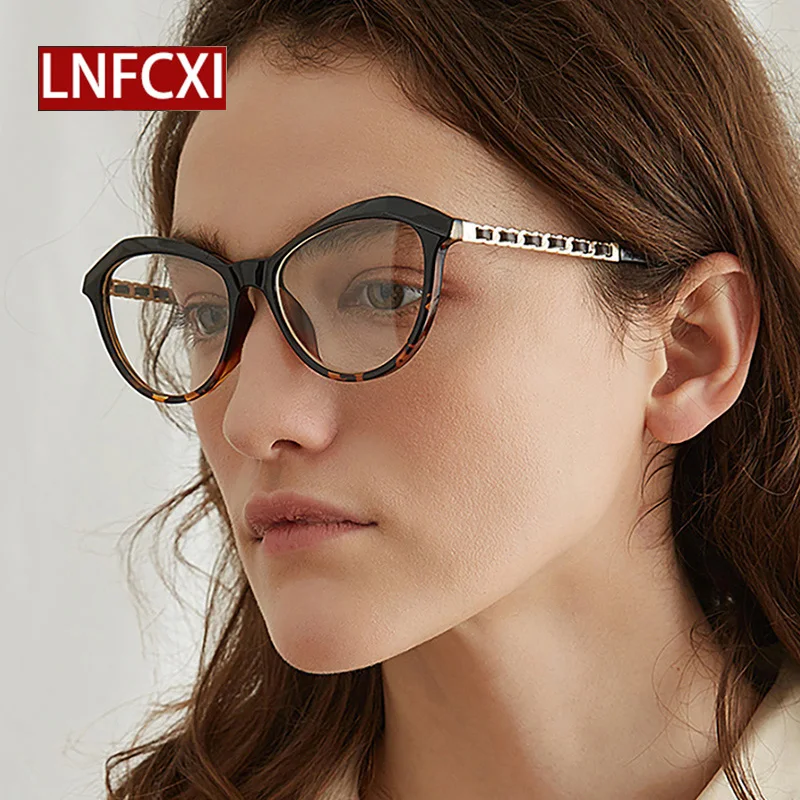 LNFCXI металлическая цепочка для ног кошачий глаз оправа очков женщин модные