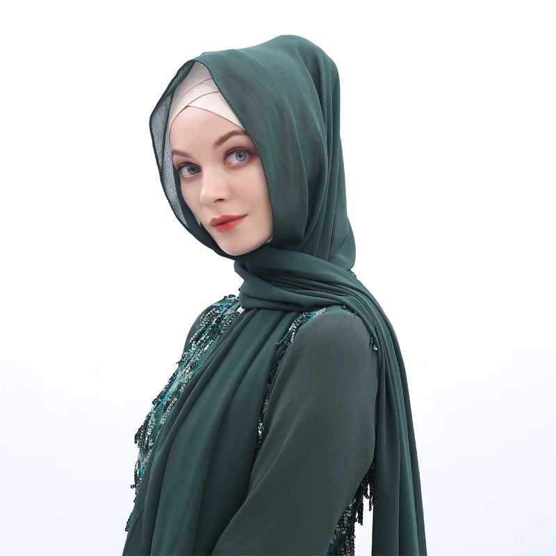 Однотонные хиджабы абайя мусульманский шарф шарфы для женщин длинный арабский