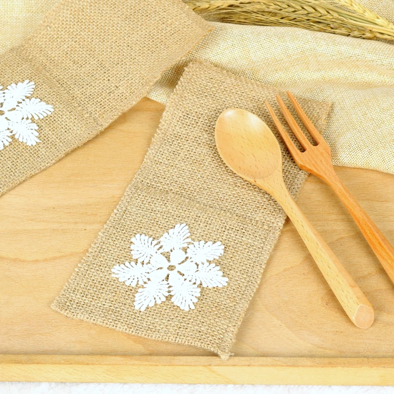 

20pcs Rustic Wedding Table Silverware Holder Burlap Cutlery Pockets Knife and Fork Pockets Wedding decoration centerpieces