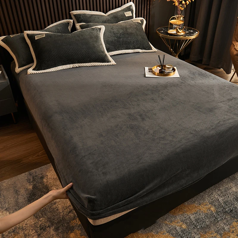 

Flannel Fitted Bottom Sheet Plush Shaggy Ultra Soft Fuzzy Comfortable Deep Pocket Velvet Fit King Size Sheets Cozy Comfy TJ70