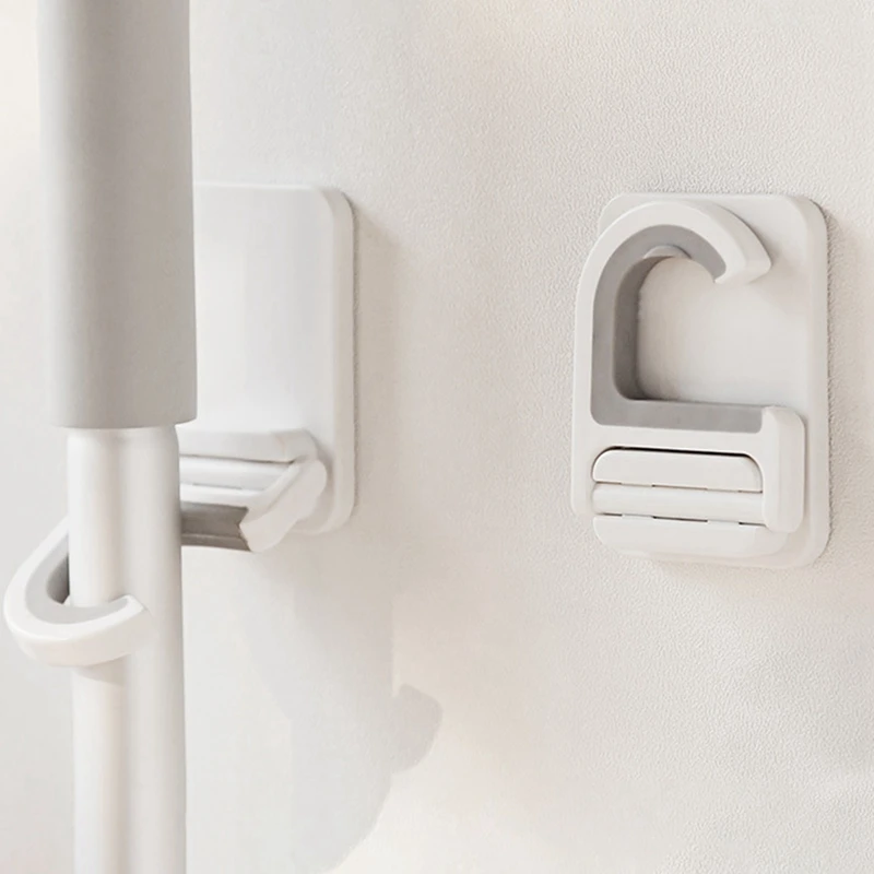 

1Pcs Wall Mounted Bathroom Organizer Traceless Broom Holder Nail-Free Storage Brush Self Adhesive Home Door Clamp Mop Hook