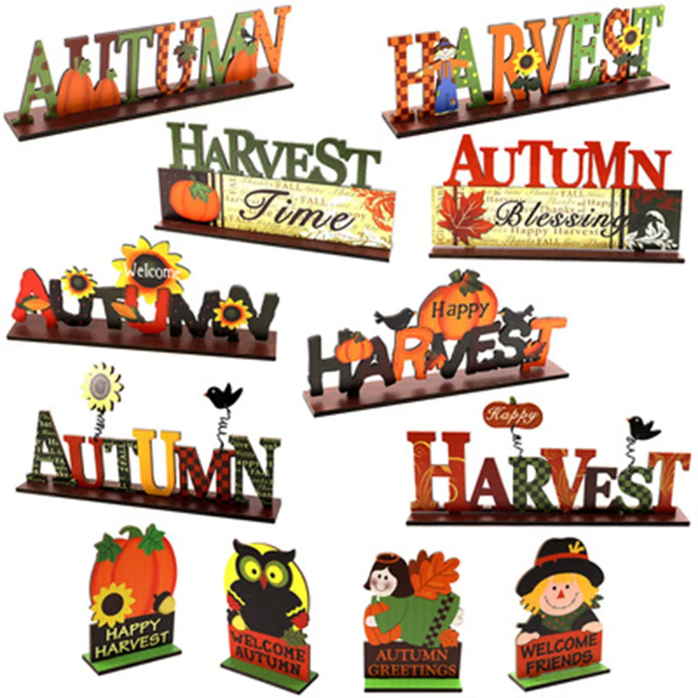 

DIY Harvest Festival Wooden Ornaments New Autumn Pumpkin Scarecrow Owl Angel Party Scene Decoration Supplies