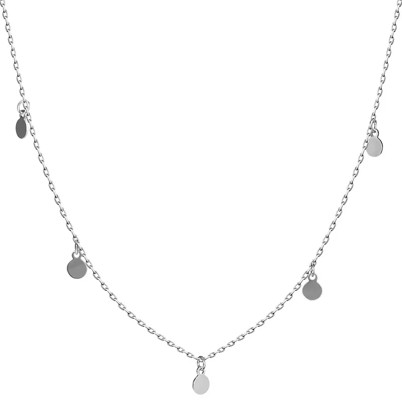 Choker-silver Серебро 925 пробы золотого цвета глянцевое мини-дисковое ожерелье ключицы маленький диск чокер короткое ожерелье орнамент дизайн короткая цепь - Окраска металла: Choker-silver