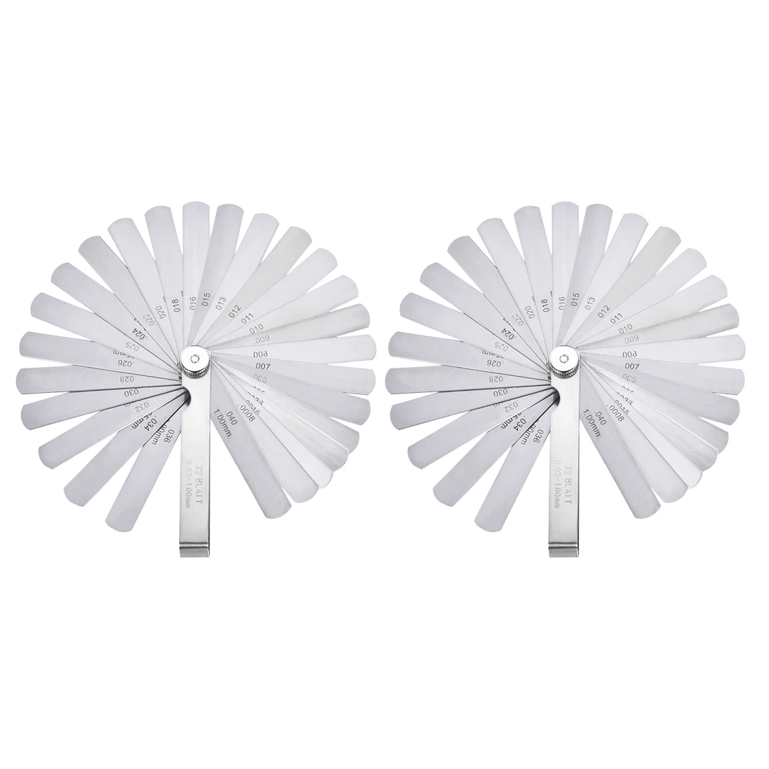 

uxcell 2pcs Thickness Feeler Gauge 0.02-1.00mm 0.0008-0.04 Inch 32 Leaves for Designers Engineers and Mechanics