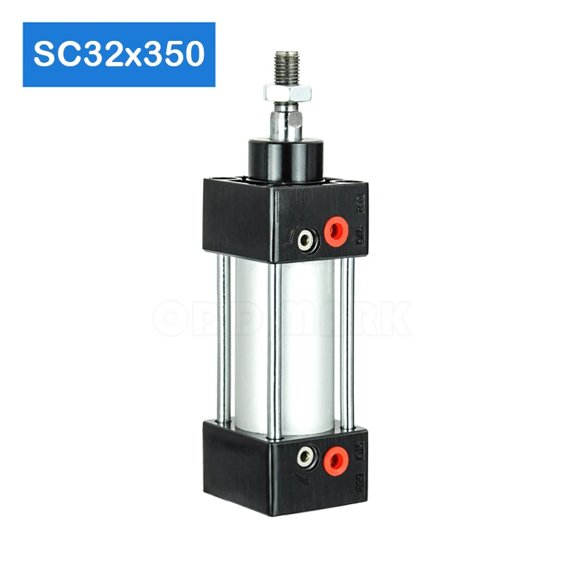 SC32x350 32mm Bore 350mm Stroke Pressurized Aluminum Pneumatic Tube Piston Air Double Acting Telescopic Price Penumatic Cylinder |