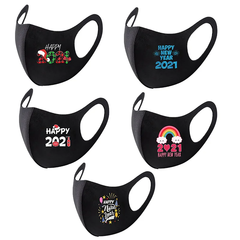 6 шт. модная женская хлопковая маска для рождества многоразовая лица моющаяся