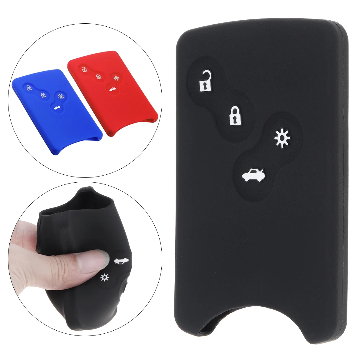 

2 Colors 2 Buttons Silicone Straight Plate Car Key Cover Protector Holder Fits for Twingo/Kangoo 2 Renault Dacia Modus Clio 3
