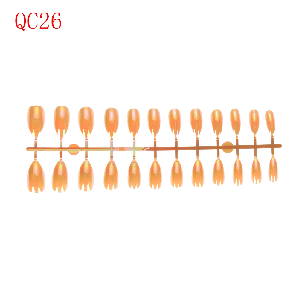 QC26 24 шт 17 цветов металлическое покрытие Акриловые Блестящие отражающие зеркальные цвета поддельные ногти искусство советы накладные ногти инструменты для наращивания - Цвет: QC26