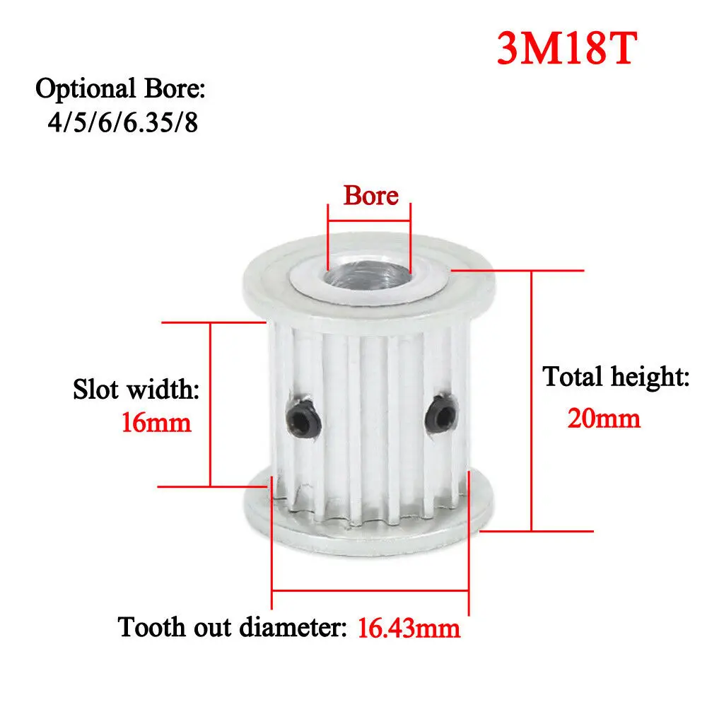 

18 зубцов HTD 3M зубчатый шкив Диаметр 4/5/6/6.35/8 мм для ширины 15 мм 3 м синхронные ремни HTD3M шкив Шестерня колеса 18 T 18 зубьев