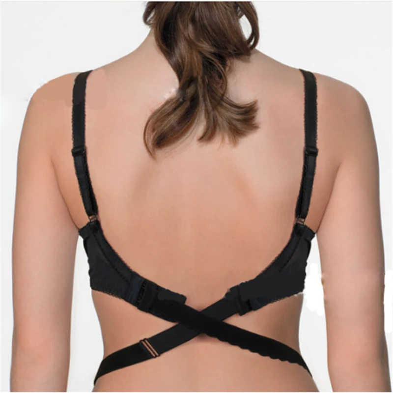 

Women Backless Lingerie Deep V Underwear Low Push Up Bra For Ladies Sexy Bras Soft Female Intimates Free Extenders Strap