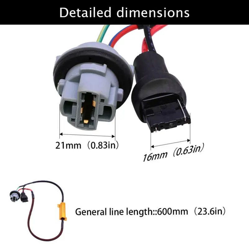 

2pcs Resistance Decoder 7440 T20 50W 6ohm Load Resistor Wiring Harness LED Bulb Error Free Decoding Load Resistor Wiring Harness