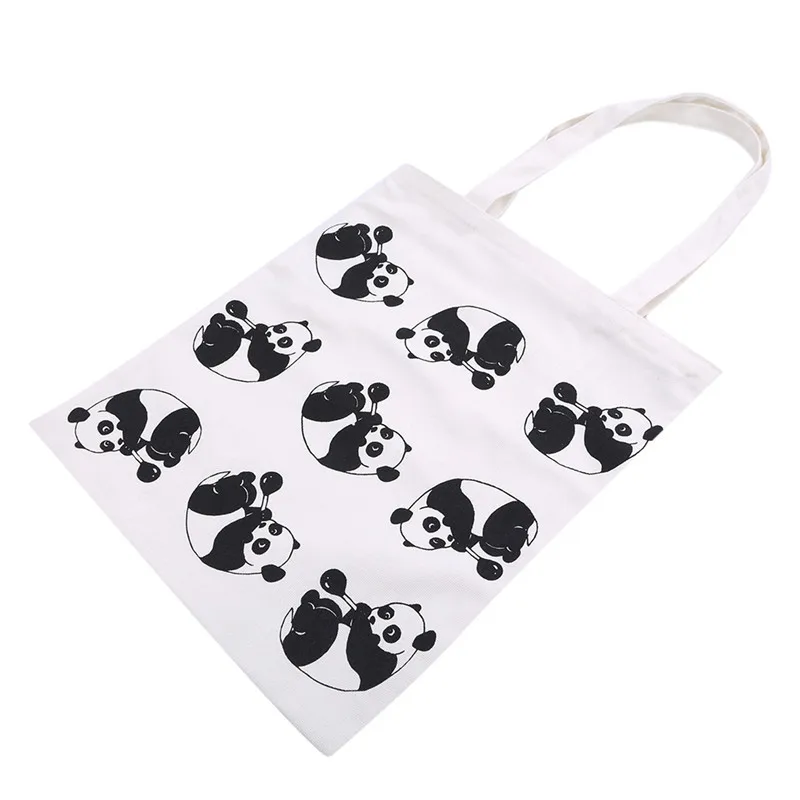 

Lovely Panda Animal Printing Shopping Bags Women Bags Practical Daily Use Canvas Handbag Convenient Large Capacity Shouder Bag