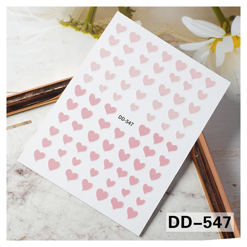 

10PCS Love and Peach Heart Nail Sticker DIY Art Color Sugar Color Fruit Bright Star Nail Slider Decoration Accessories Sticker