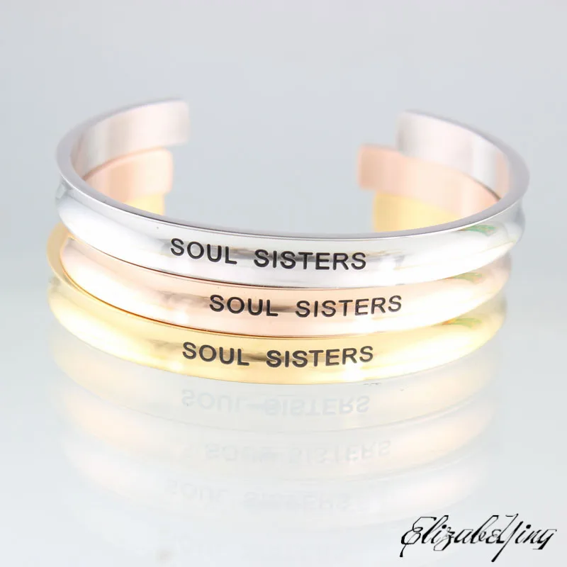 Модные родственная душа вдохновляющие 7 мм браслет из нержавеющей стали открытые