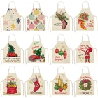 Новый год 2022 Рождественское украшение женский Кухонный Фартук хлопковый льняной домашний Декор Рождественский фартук подарок аксессуары для выпечки 53*65 см