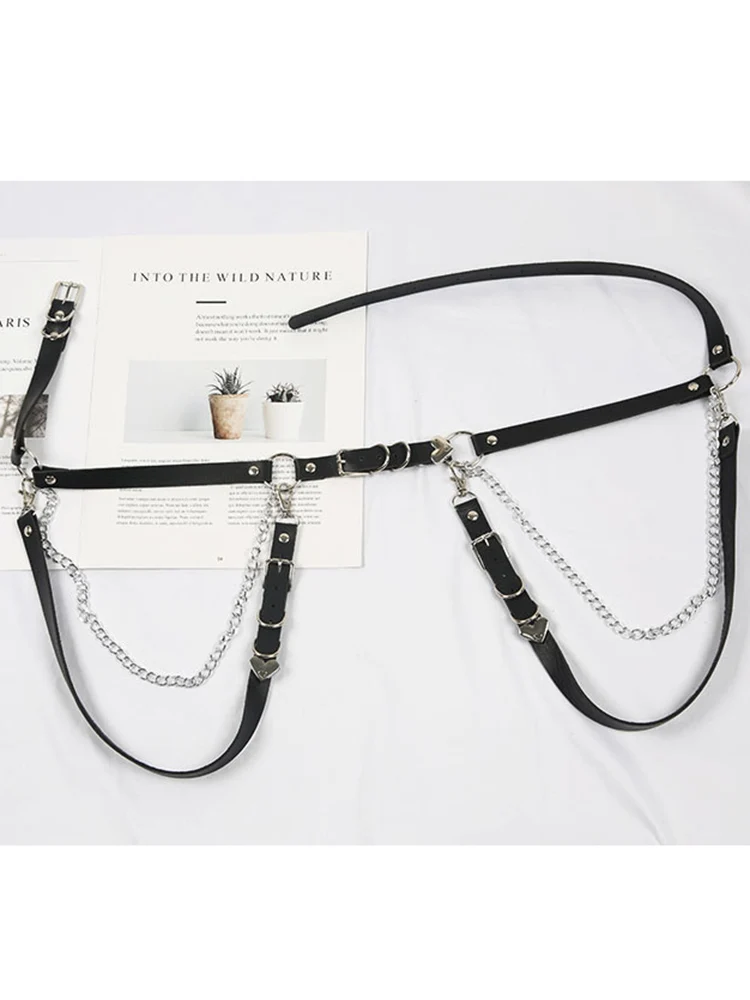 Женский ремень с цепочкой Goth PJ438 кожаный женский корсет в стиле панк модный