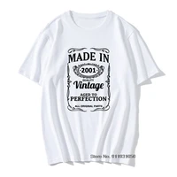 vintage print made in 2001 tops tees birthday present funny unisex graphic fashion new cotton short sleeve novelty o neck tees