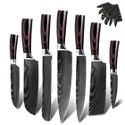 Японские кухонные ножи XYj, нож шеф-повара с лазерным узором из дамасской стали, универсальный инструмент для нарезки, Хэллоуин, рождественский подарок