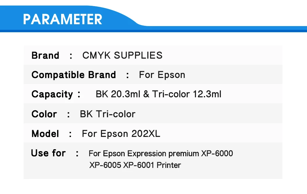 5 шт. совместимый для Epson 202XL T202XL E202XL патрон чернил для принтера Epson Expression Premium XP-6000 XP-6001 XP-6005 и т. д