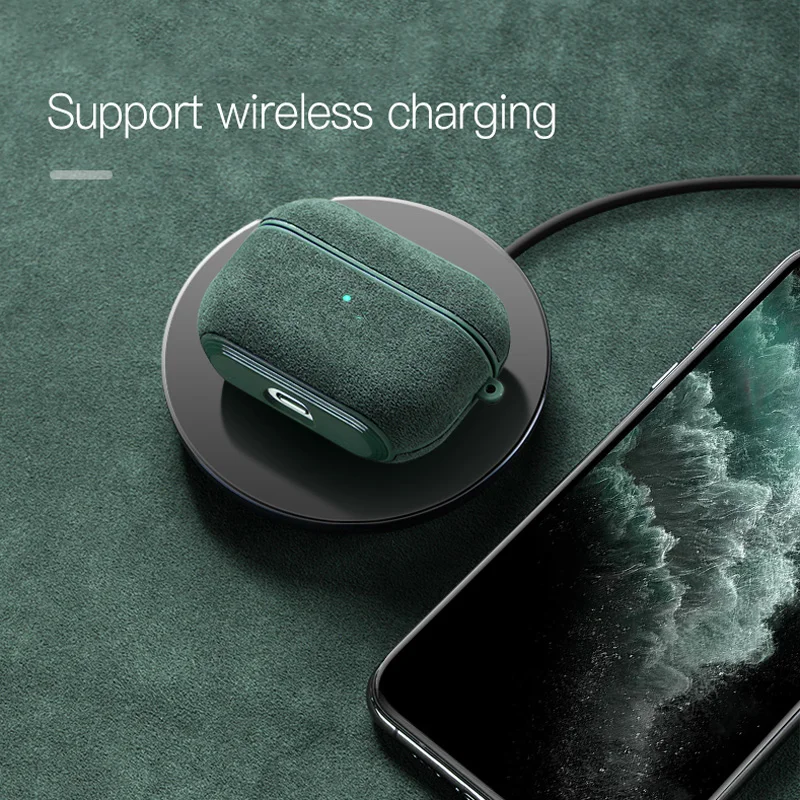 Чехол для наушников AirPods Pro с алькантарой чехол беспроводной зарядки 1 2