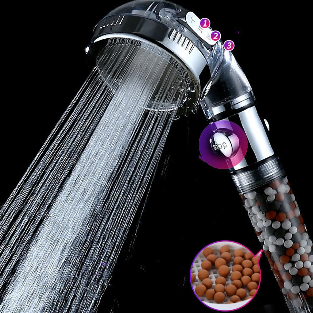 

Pressurized Shower Head High Pressure Jetting 3 Modes Adjustable SPA Saving Water Showerhead Bathroom Anion Filter Nozzle Spray