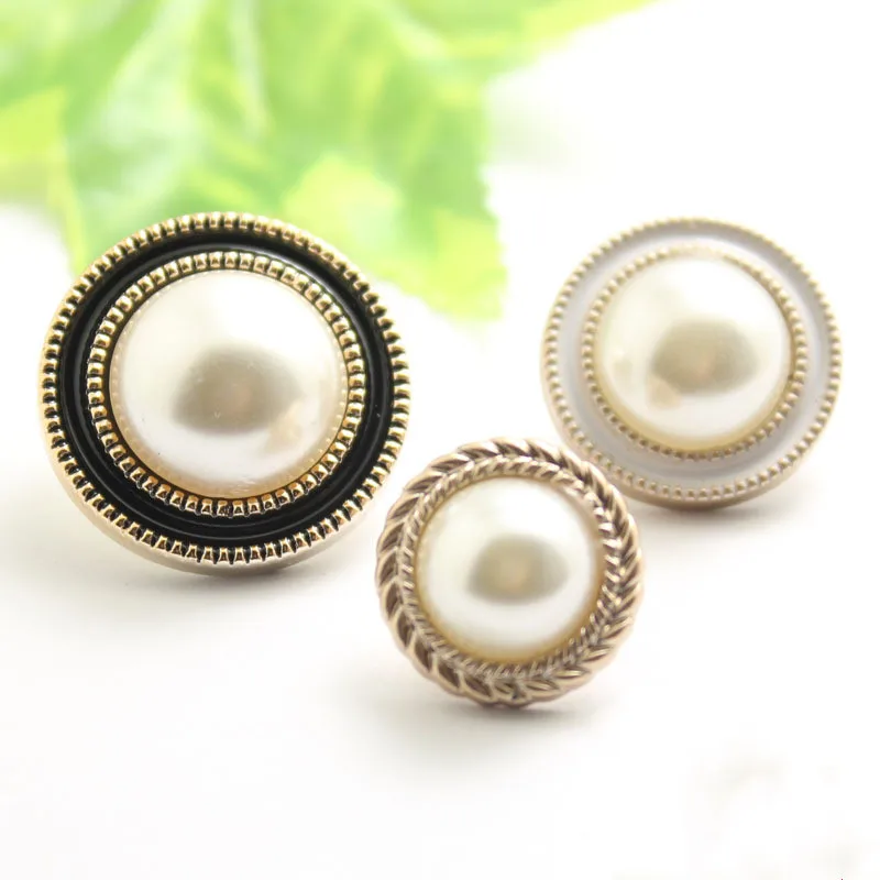 10pcs/lot Gold Pearl Buttons Plastic Shank for Garment Clothing Accessories Fit Sewing Scrapbooking Garment DIY Decoration