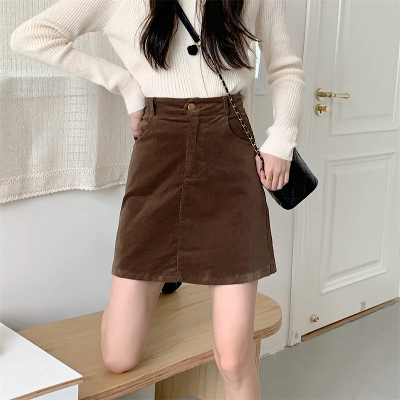 

Will show thin corduroy firm offers A new long skirts female han edition buttocks short skirt of tall waist joker bag