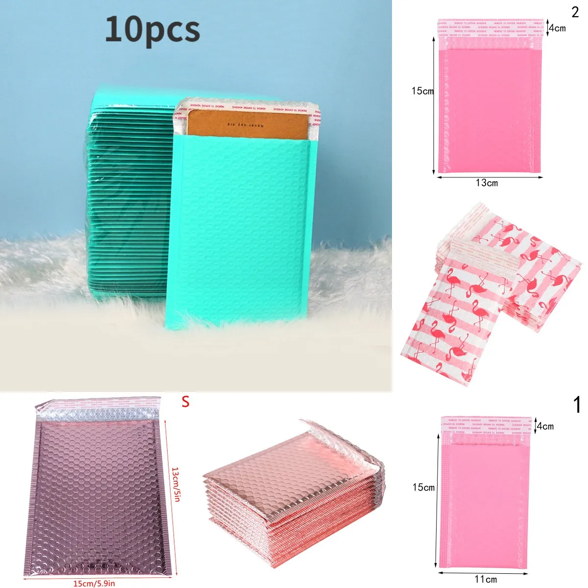 

10pcs Usable Space Teal Poly Bubble Mailer Envelopes Padded Mailing Bag Self Sealing Packing Bags Envelope Knife