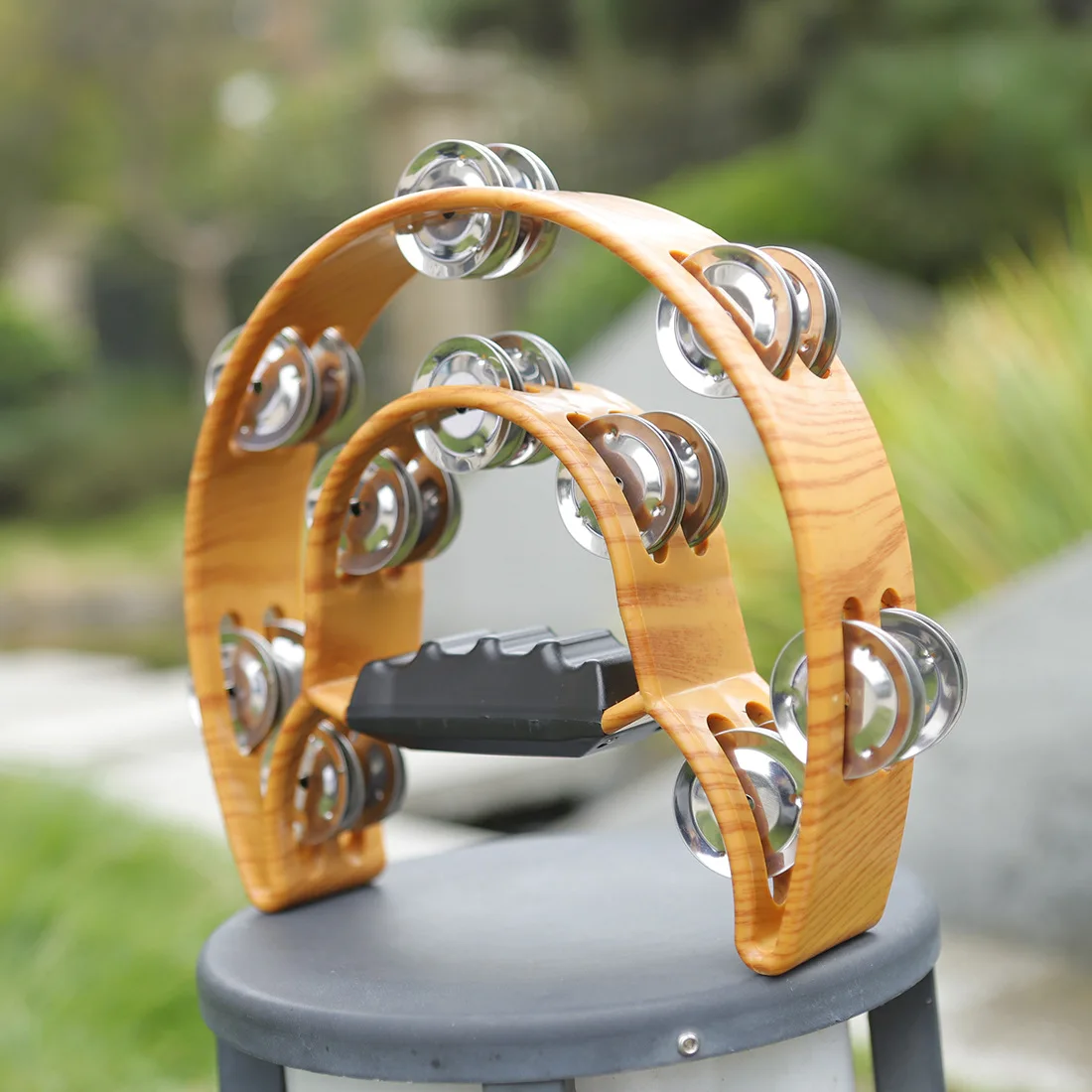 

Brown Double Layer Rattle With Wood Grain ABS Environmental Protection And Safety Orff Percussion Small Musical Instrument