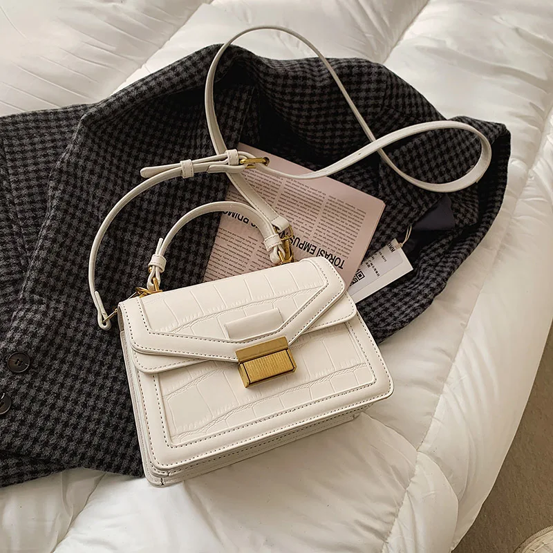 

Solid Color Stone Pattern Pu Leather Crossbody Bag For Women Fashion Female Shoulder Messenger Handbags Totes Purse Handbags