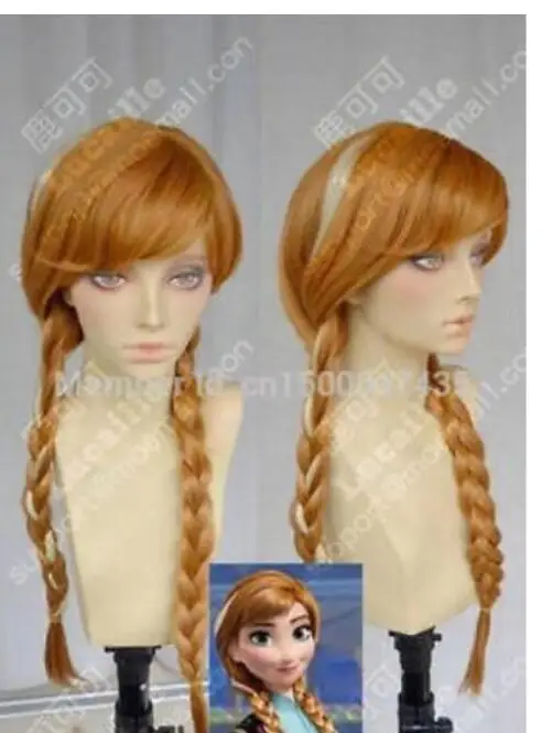 Парик из мультфильма Холодное сердце Анна имбирь коричневый/хит продаж плетеный