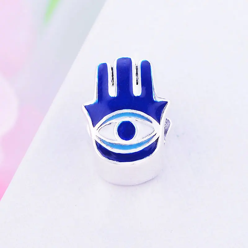 Лидер продаж 925 серебро синий Турецкий сглаза Хамса рука Фатимы подходит для