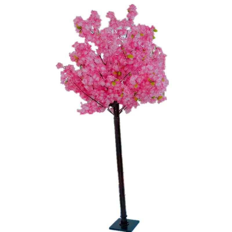 

Multi Size Dark Pink Home Decor Artificial Flower Cherry Blossom Tree With Green Leaf For Wedding Props Garden Decoration