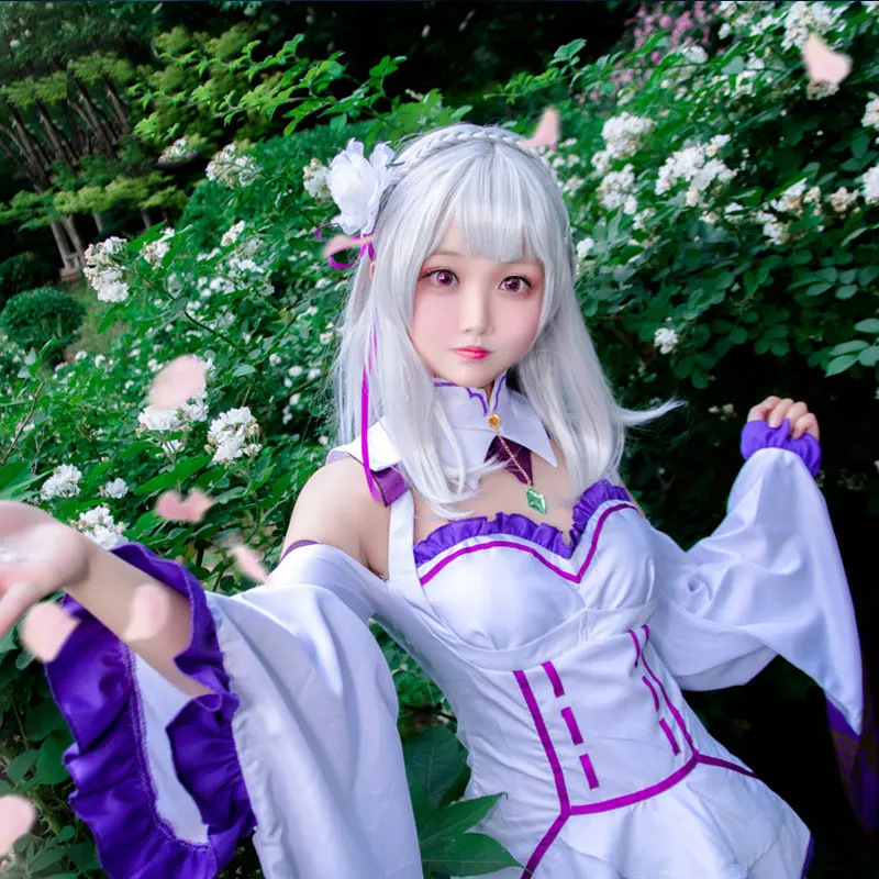 Парики для косплея DUOUPA Re Zero Kara Hajimeru Isekai Seikatsu Emilia женское платье с головным убором