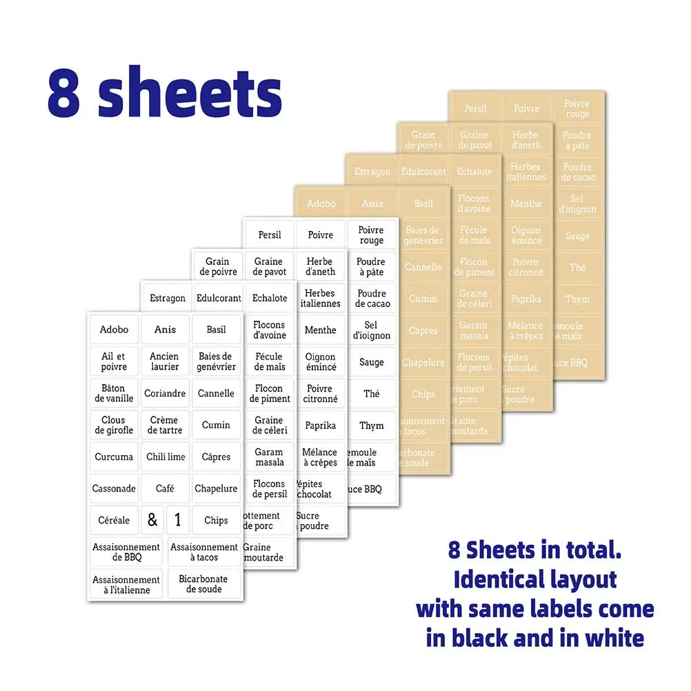 Прозрачные водонепроницаемые наклейки для банок с приправами 8 листов | Дом и сад