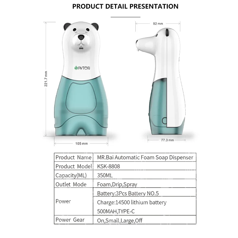 

Automatic Foam Soap Dispenser 350ml Touchless Cortoon Induction Children Hand Washing Dispenser Pump For Kitchen/Bathroom