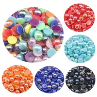 200pcs 6 8mm round flat beads abs imitation pearls multicolour beads handmade diy clothing luggage crafts accessories material