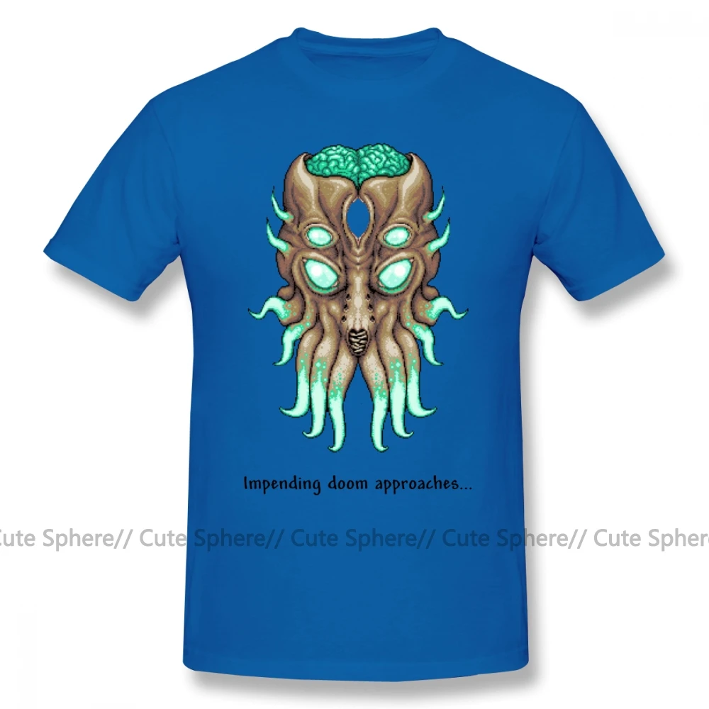 Футболка Terraria, футболка Terraria Moon Lord, короткие рукава уличная одежда, футболка, большая футболка из 100 хлопка, отличная графическая футболка - Цвет: Blue