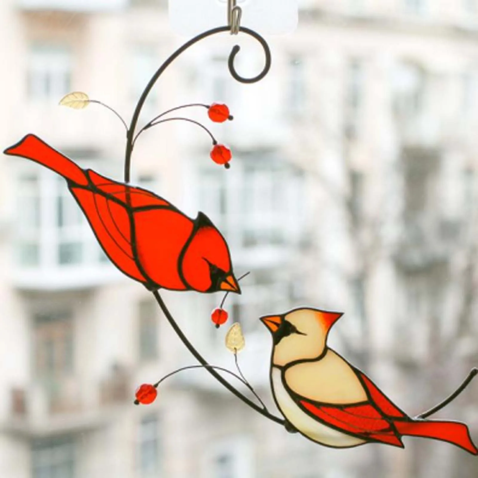 

1pc Red Bird Ornaments Figurines Personality Fun Bird Material Iron Pendant Home And Car Decoration Home Decor Accessories