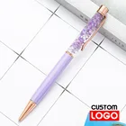 Креативная ручка с высушенными цветами, металлическая шариковая ручка, индивидуальный логотип под заказ, гравировка имени, подарок на день рождения вечерние праздничный подарок, ручка для знака
