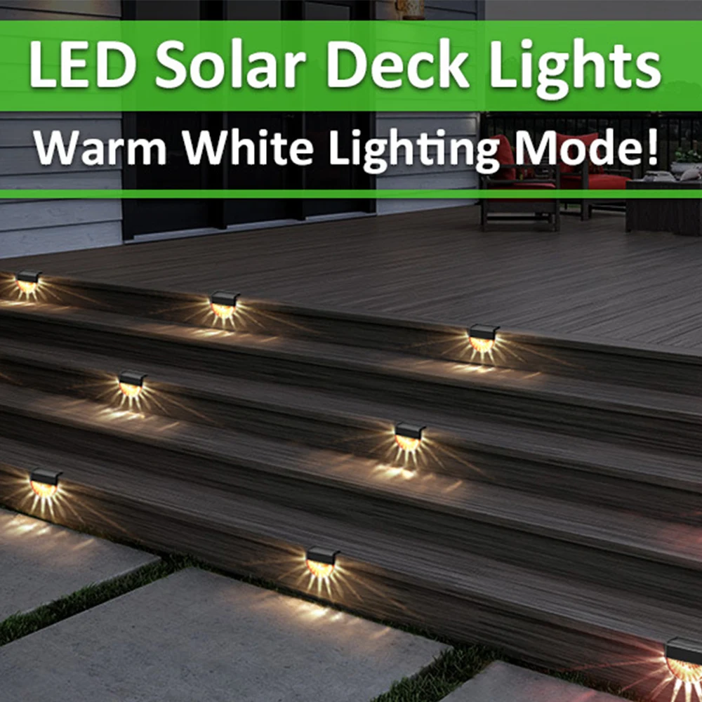 

6pcs LED Solar Lamp Path Stair Outdoor Waterproof Wall Light Garden Landscape Step Deck Lights Balcony Fence Solar Lights